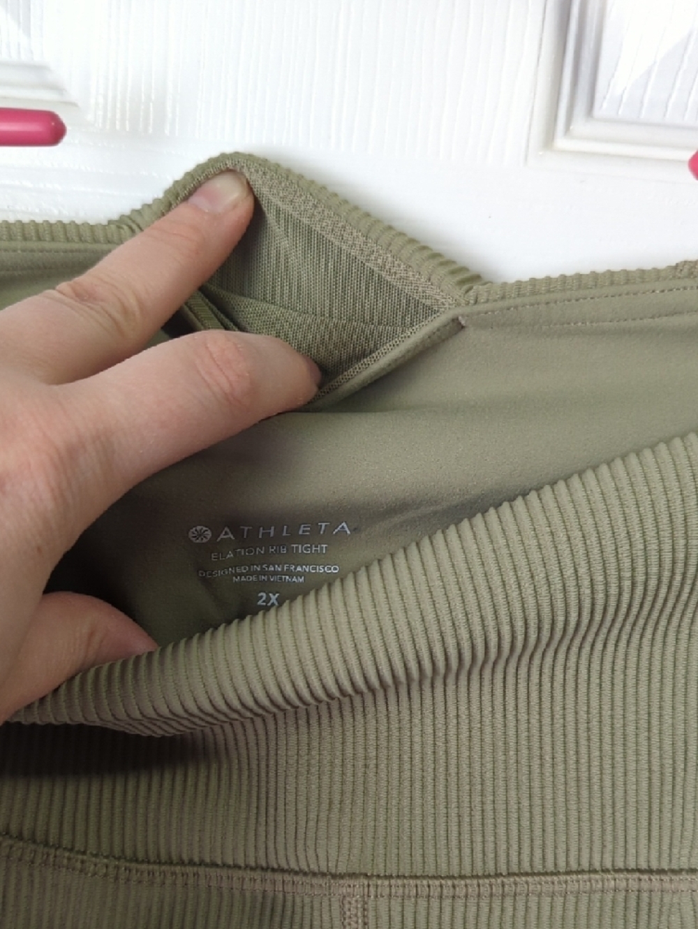 ATHLETA Eucalyptus Olive Ribbed  High-Waist Elation Leggings 2X - Picture 5 of 7